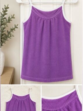 Janie and Jack Purple Terry Tank with White Trim